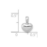 14K White Gold Polished Domed Concave Back Heart Charm - Image 4