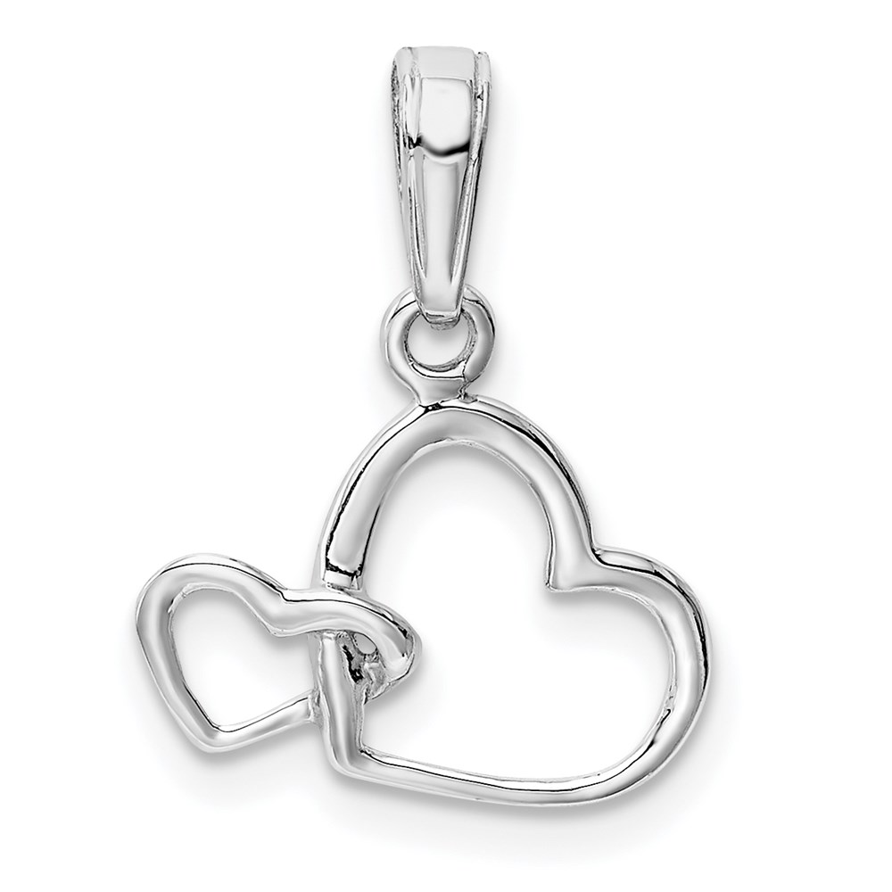 M2128W.jpg 14K White Gold Polished Intertwined Double Heart Pendant - Image 1