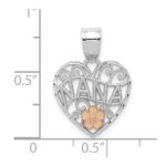 14k White Gold with Rose Gold Flower NANA Heart Pendant - Image 2