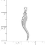 14k White Gold Solid Diamond-cut 3-D Italian Horn Charm - Image 3