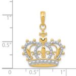 14K and White Rhodium Crown Pendant - Image 4