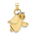 14k and White Rhodium Diamond-cut Halo on Angel Pendant - Image 3
