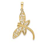14k and White Rhodium Diamond-cut Filigree Dragonfly Pendant - Image 3