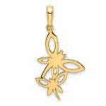 14k and White Rhodium Diamond-cut Dragonflies Pendant - Image 3