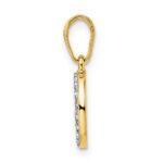 14k and White Rhodium Diamond-cut Clover in Circle Pendant - Image 2