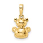 14k and White Rhodium 3-D Diamond-cut Teddy Bear Pendant - Image 3