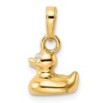 14k and White Rhodium 3-D Duck Pendant