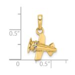 14k and White Rhodium 3-D Diamond-cut Airplane Pendant - Image 5
