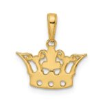 14k and White Rhodium Diamond-cut Crown Pendant - Image 3