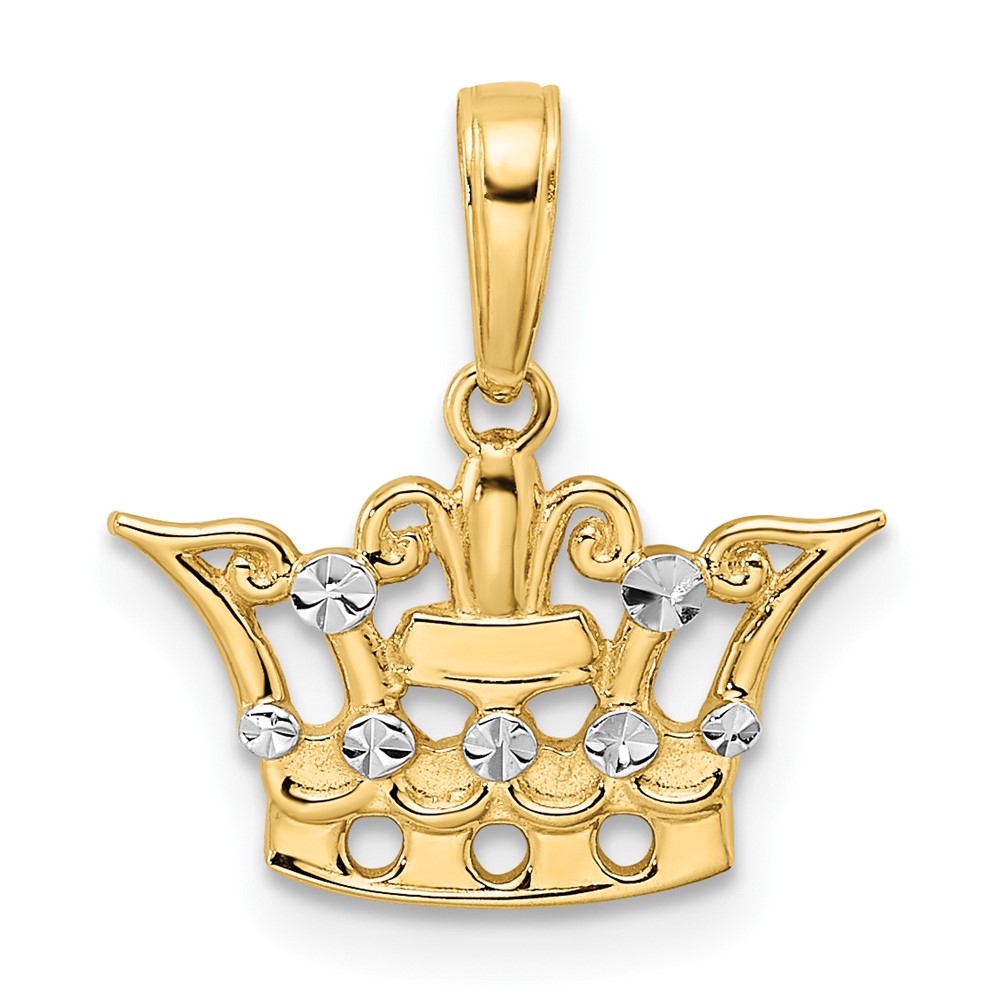 M2930.jpg 14k and White Rhodium Diamond-cut Crown Pendant - Image 1