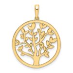 14k and White Rhodium Diamond-cut Tree of Life Pendant - Image 3