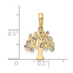 14k and White Rhodium Diamond-cut Tree of Life Pendant - Image 4