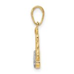 14k and White Rhodium Diamond-cut Crown Pendant - Image 2