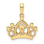 14k and White Rhodium Diamond-cut Crown Pendant - Image 3