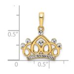 14k and White Rhodium Diamond-cut Crown Pendant - Image 4