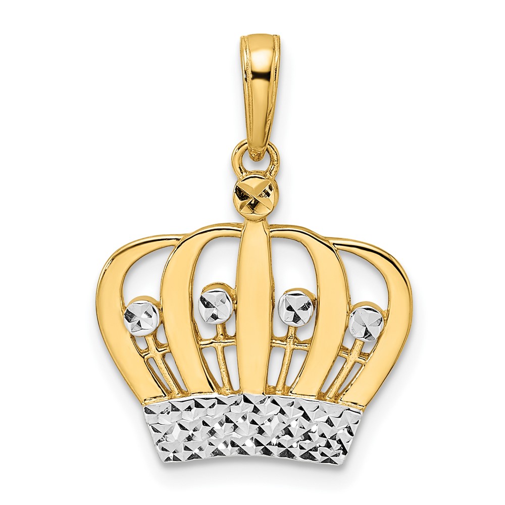 M2960.jpg 14k and White Rhodium Diamond-cut Crown Pendant - Image 1