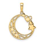 14k and White Rhodium Diamond-cut Heart/Star/Moon Pendant - Image 3