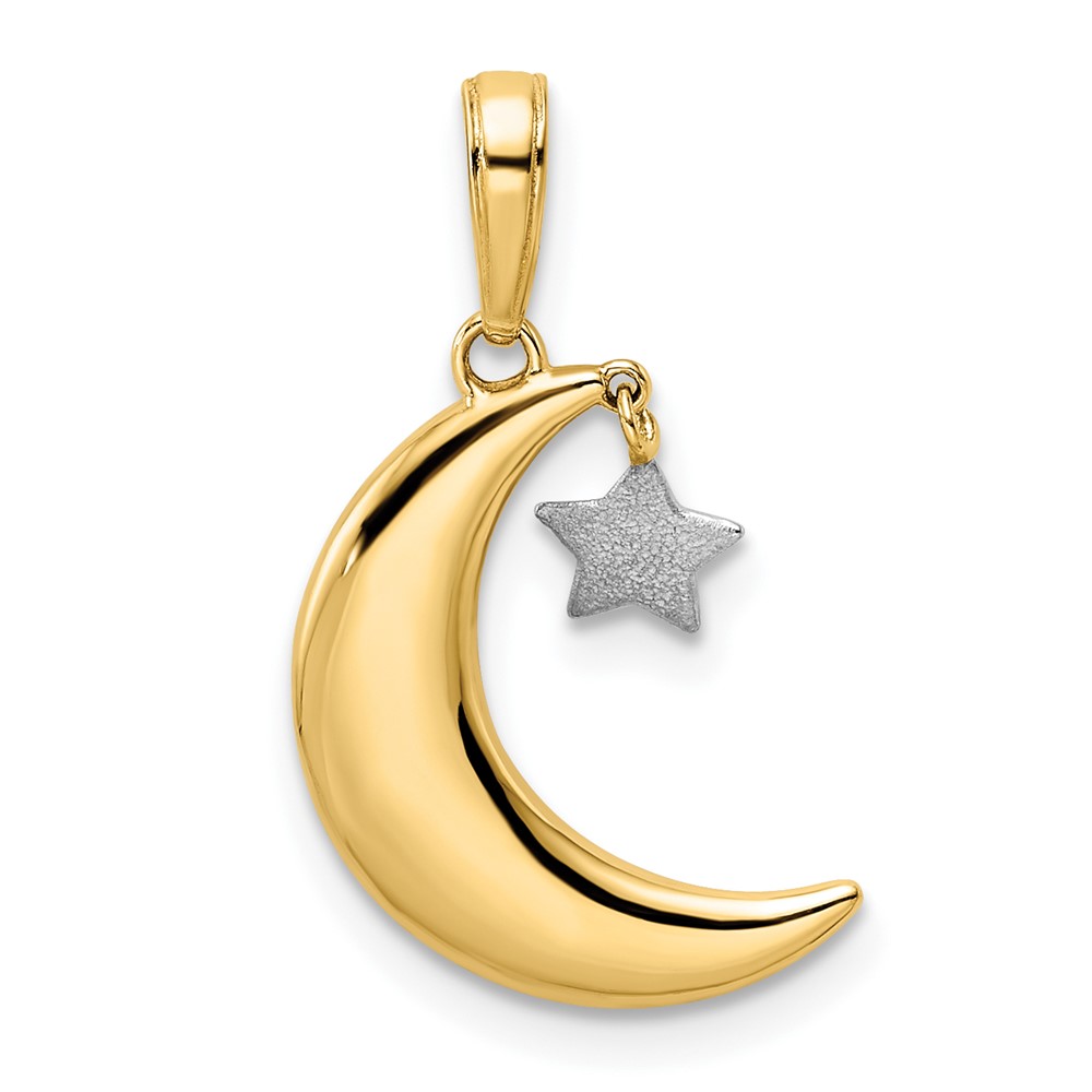 M2962.jpg 14k and White Rhodium Moon with Dangle Star Pendant - Image 1