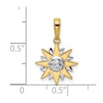 14k and White Rhodium Diamond-cut Sun Pendant - Image 4