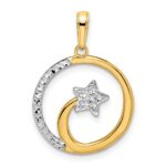 14k and White Rhodium Diamond-cut Shooting Star Pendant