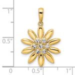 14K and White Rhodium Diamond-cut Flower Pendant - Image 4