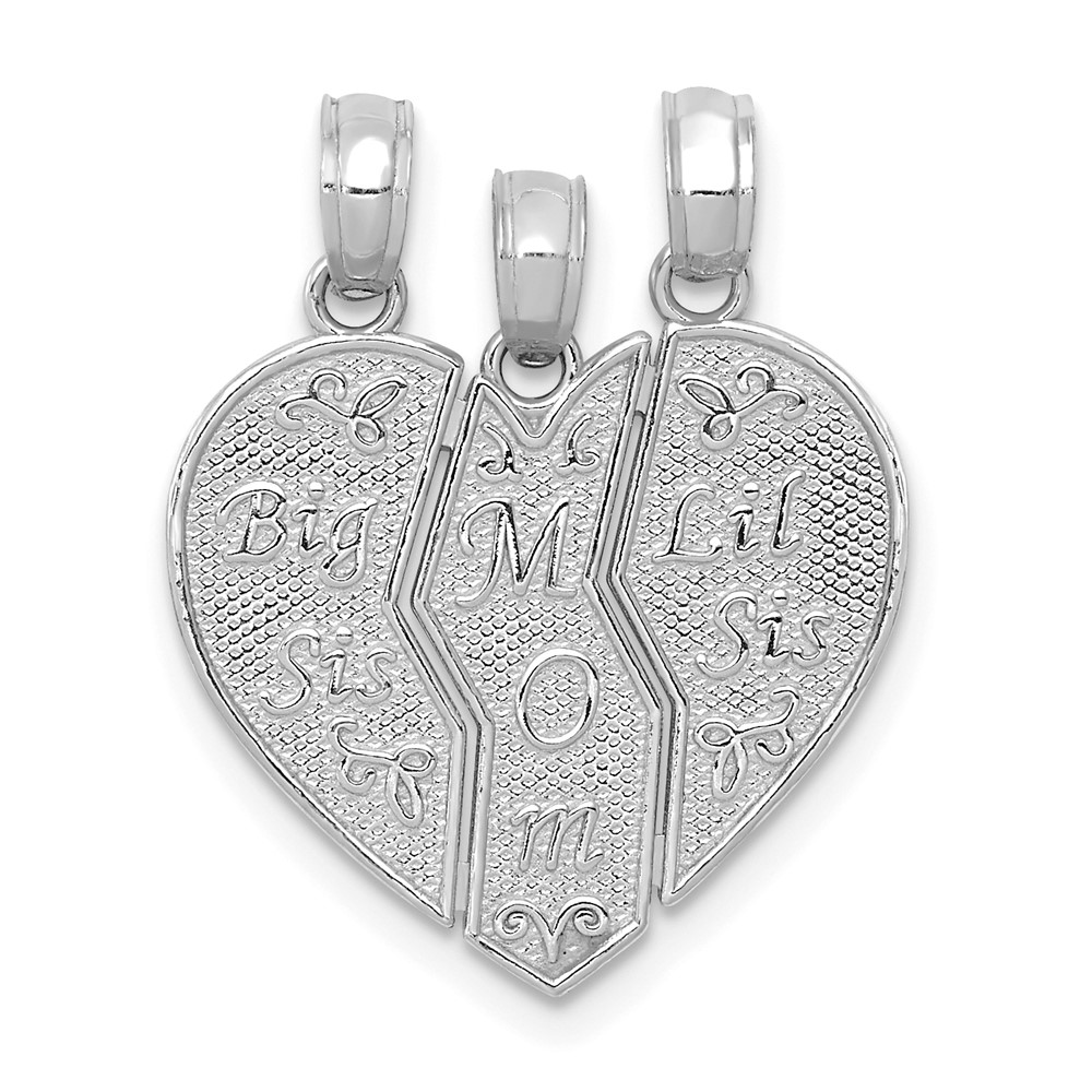 M298AW.jpg 14k White Gold 3-Piece Break-apart BIG SIS-MOM-LIL SIS Charm - Image 1