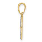 14K and White Rhodium Diamond-cut Four-leaf Clover Pendant - Image 2