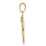 14k and White Rhodium Diamond-cut Cat Pendant - Image 2