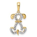 14k and White Rhodium Diamond-cut Sitting Puppy Pendant