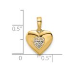 14k and White Rhodium Diamond-cut Puffed Heart Pendant - Image 4