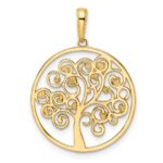14k and White Rhodium Diamond-cut Tree of Life Pendant - Image 3