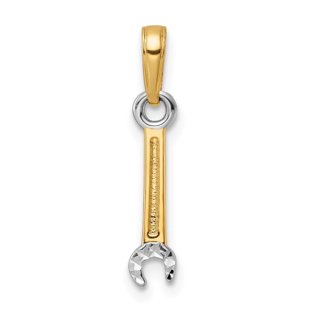 M3013.jpg 14k and White Rhodium Diamond-cut Wrench Pendant - Image 1