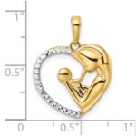 14k and White Rhodium Diamond-cut Mother and Baby Heart Pendant - Image 2