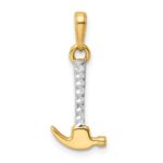 14k and White Rhodium Diamond-cut Hammer Pendant