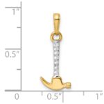 14k and White Rhodium Diamond-cut Hammer Pendant - Image 3