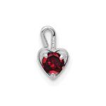 14k White Gold January Synthetic Birthstone Heart Charm