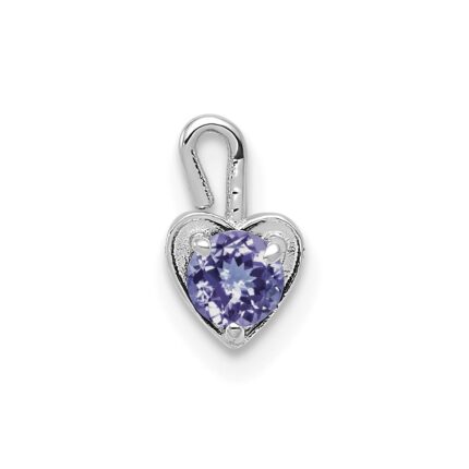 14k White Gold June Synthetic Birthstone Heart Charm