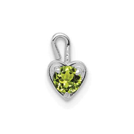 14k White Gold August Synthetic Birthstone Heart Charm