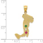 14K Italy Map with Emerald/Ruby/CZ Stones Charm - Image 4