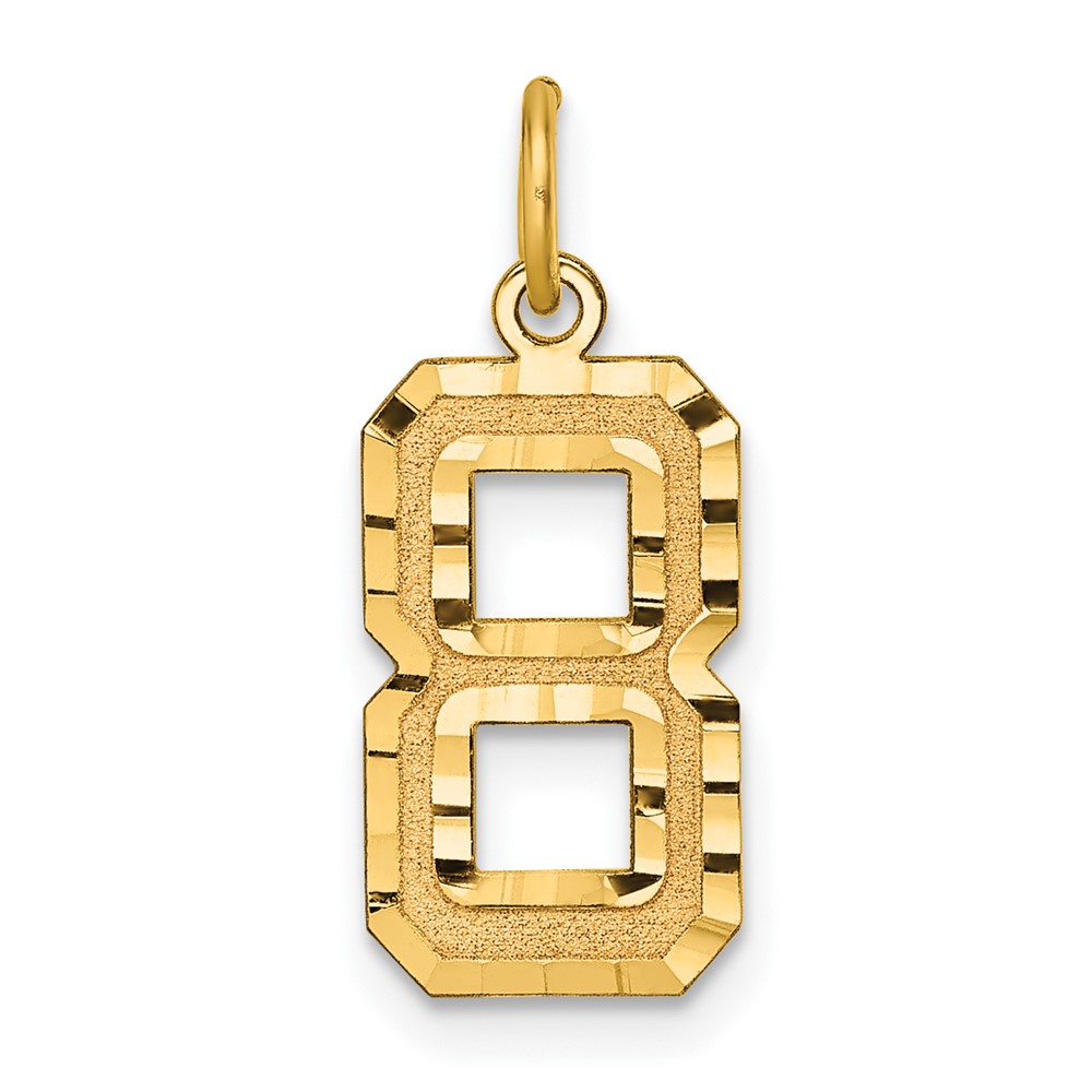 MN08.jpg 14k Medium Diamond-cut Number 8 Charm - Image 1