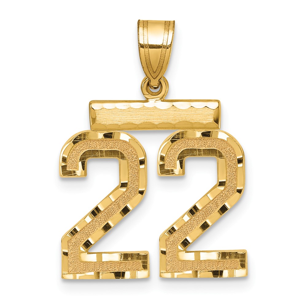 MN22.jpg 14k Medium Diamond-cut Number 22 Charm - Image 1