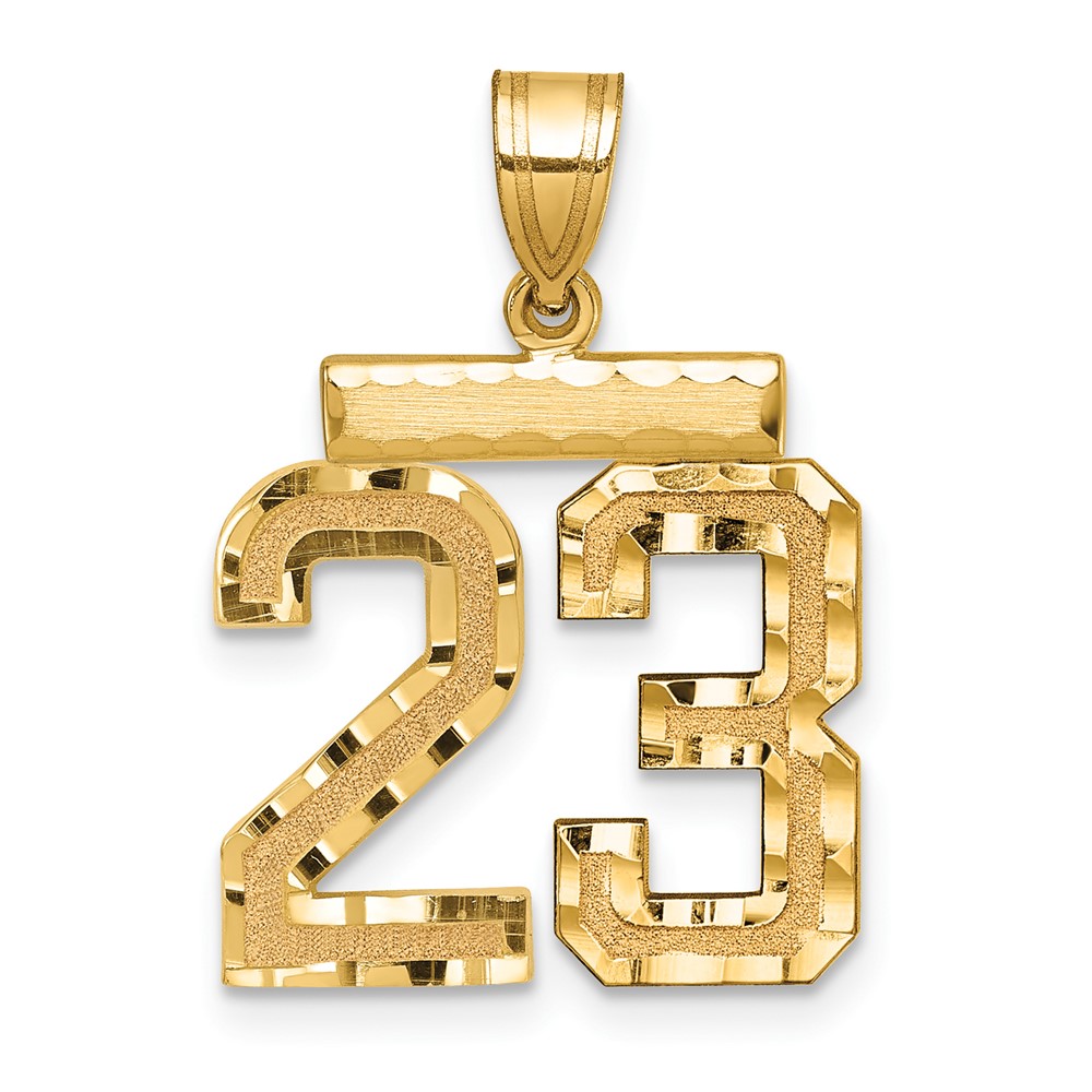 MN23.jpg 14k Medium Diamond-cut Number 23 Charm - Image 1