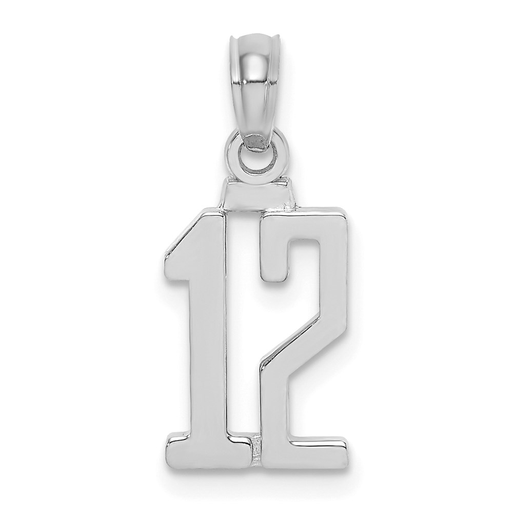 NU12W.jpg 14kw Polished Number 12 Pendant - Image 1