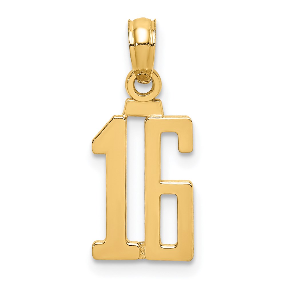 NU16.jpg 14k Polished Number 16 Pendant - Image 1