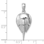 Sterling Silver Rhodium-plated Polished Horseshoe Crab Pendant - Image 5