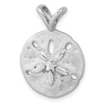 Sterling Silver Rhodium-Plated Polished and Brushed Sand Dollar Pendant - Image 4