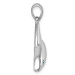 Sterling Silver Rhodium-Plated Polished Crystal Eye Shark Pendant - Image 2