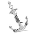 Sterling Silver Rhodium-Plated Polished Anchor Pendant - Image 6