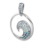 Sterling Silver Rhodium-Plated Polished CZ Wave Pendant - Image 4