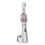 Sterling Silver Rhodium-Plated Polished CZ Cape May Lighthouse Pendant - Image 4